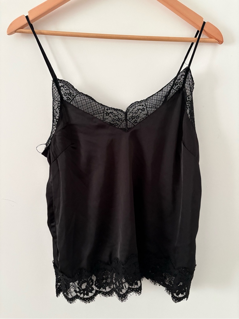 Black Lace Trim Satin Cami Topsize 8